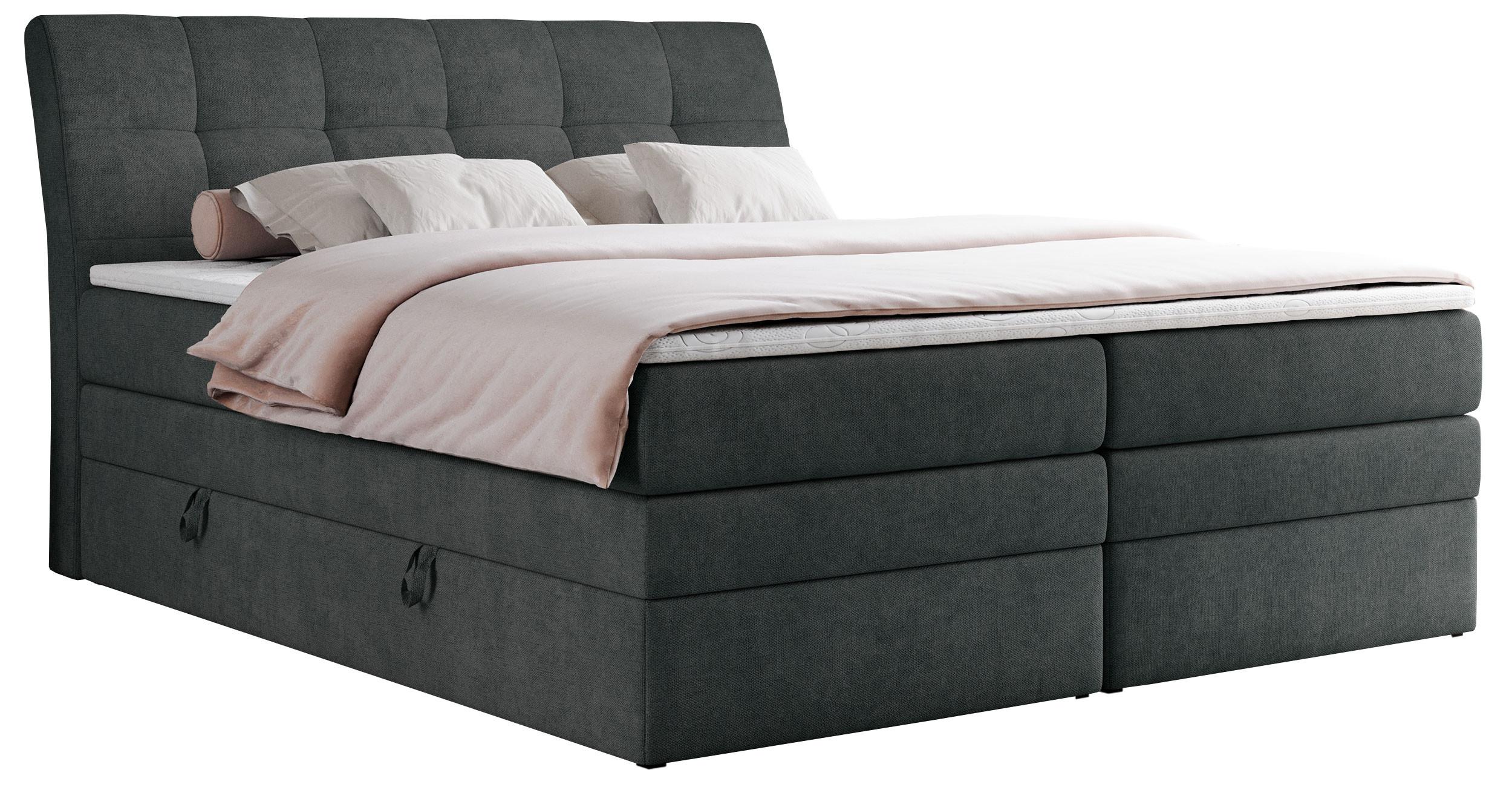 BOXSPRINGBETT GOLD-10 KING 160/200 Dunkelgrau Struktur - H4 - Dunkelgrau, Holz/Textil (160/200cm) - MKS