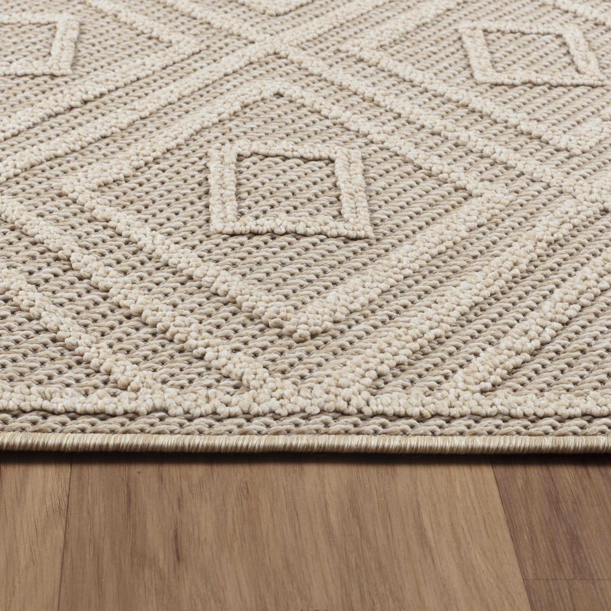 TEPPICH Outdoor IMST in Beige, mit Rautenmuster, aus Polypropylen, 80 x 150 cm - Beige, Textil (150/80cm) - KADIMA DESIGN