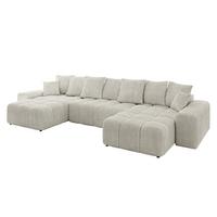 WOHNLANDSCHAFT ENIL-U 401x189x68 Creme Cord - Hellgrau/Creme, Holzwerkstoff/Kunststoff (401/68/189cm) - ALTDECOR