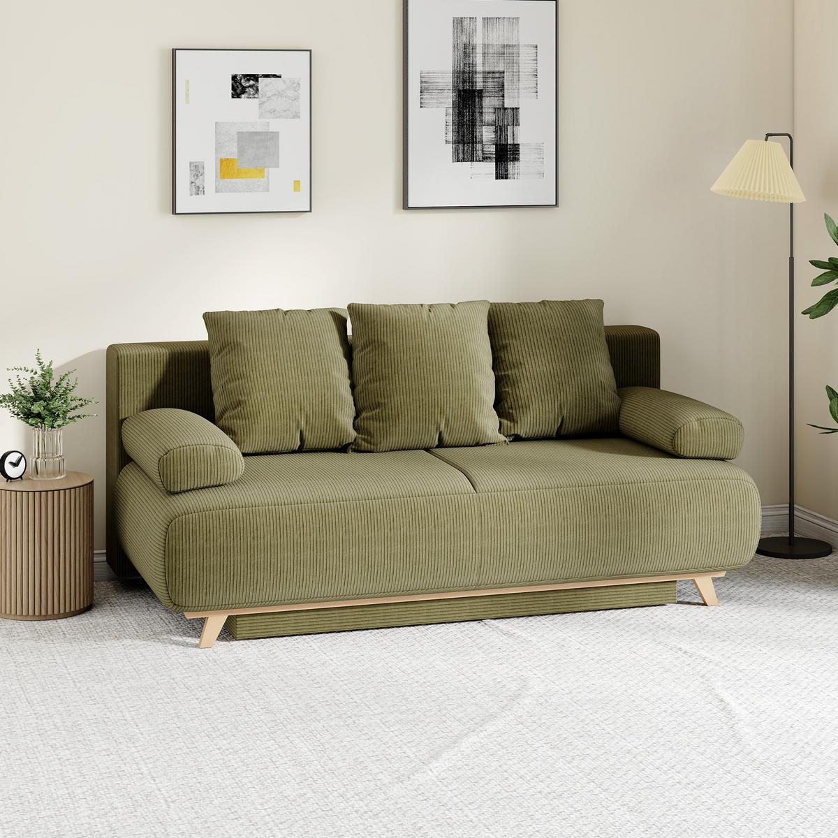 SCHLAFSOFA Cord Dunkelgrün - Dunkelgrün, Kunststoff/Textil (100/84/188cm) - HOMCOM