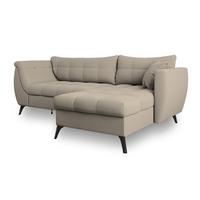 ECKSOFA MOLLIS Beige Geflochtener-Stoff mit Schlaffunktion - Beige, Holz (241/154cm) - MASSENO