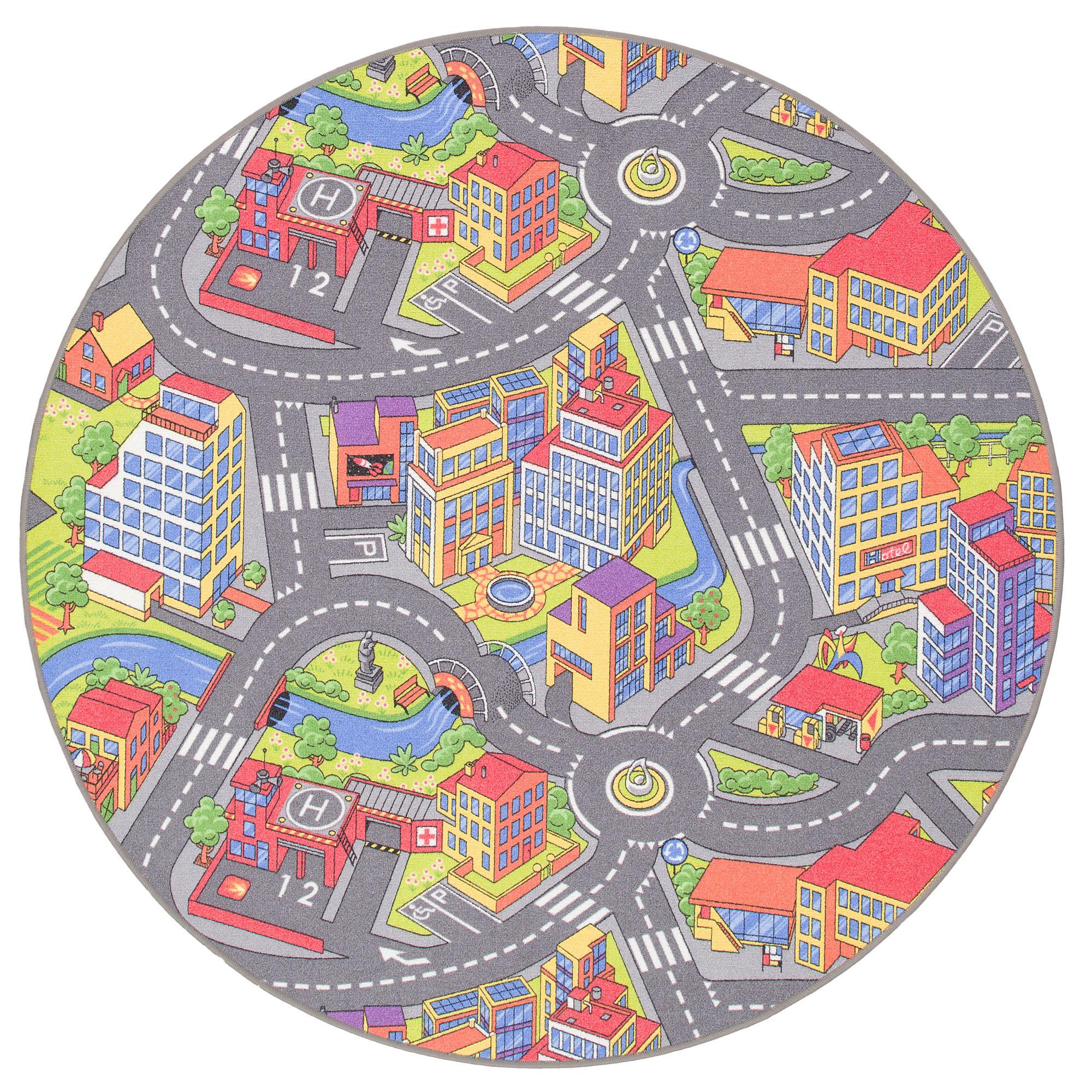 KINDER SPIEL TEPPICH LITTLE TOWN 3D RUND - Multicolor, Textil (160/160cm) - Snapstyle