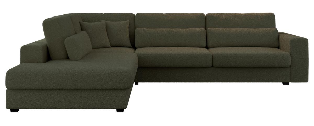ECKSOFA Savona Grün Boucle - links - Schwarz/Grün, Kunststoff/Textil (316/249cm) - MKS
