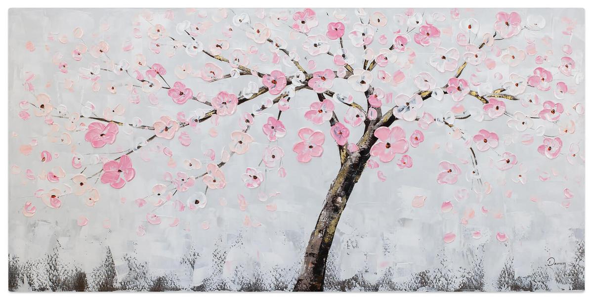ACRYLBILD HANDGEMALT 120/60 cm - Pink/Grau, Holz/Textil (120/60cm) - KUNSTLOFT