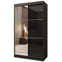 SCHWEBETÜRENSCHRANK VITALE 120/216/61 cm 2-türig mit Spiegel Schwarz - Schwarz, Holzwerkstoff (120/216/61cm) - MASSENO