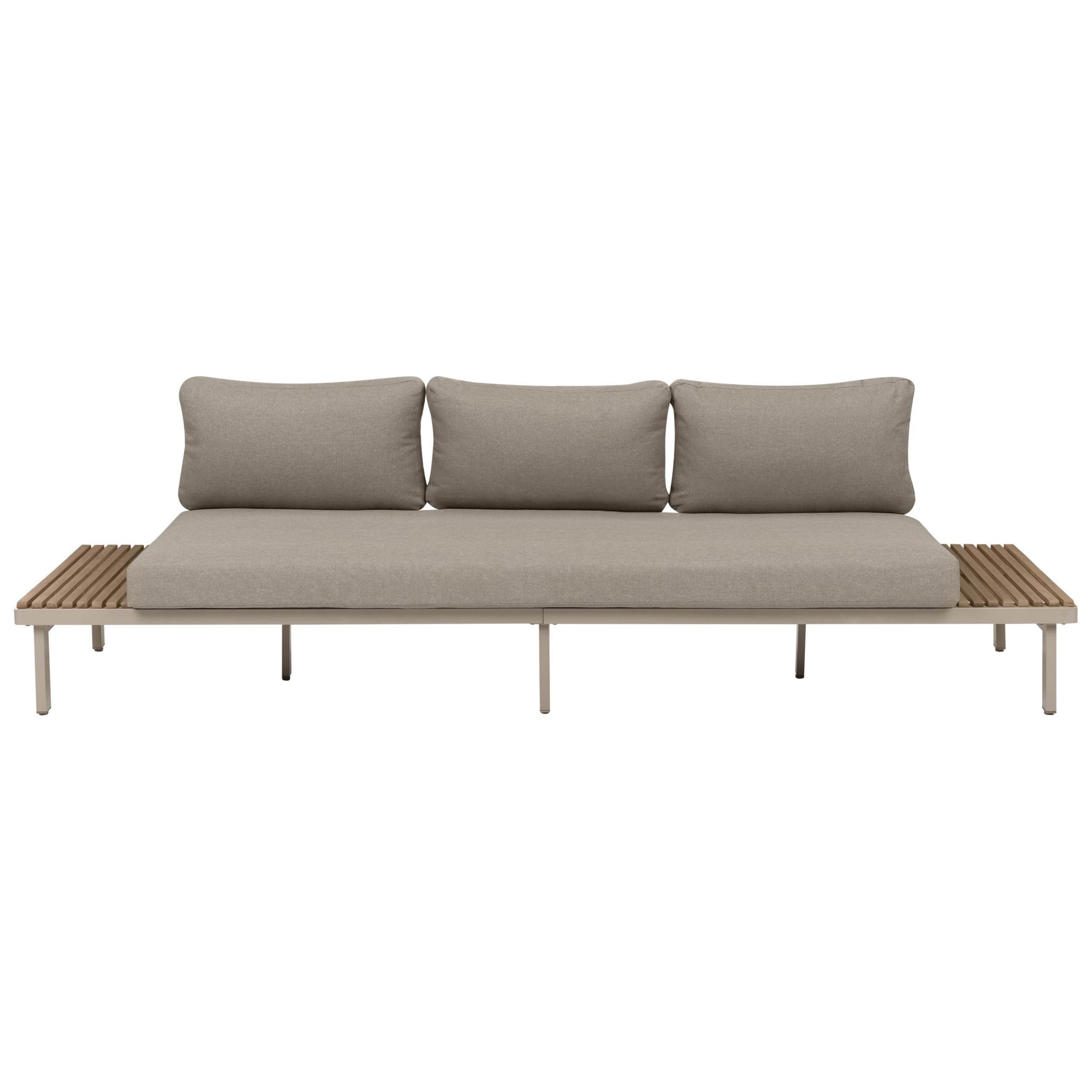 GARTENSOFA 3-Sitzer Akazienholz Beige Fivizzano - Hellbraun/Beige, Holz (266/78/69cm) - Beliani