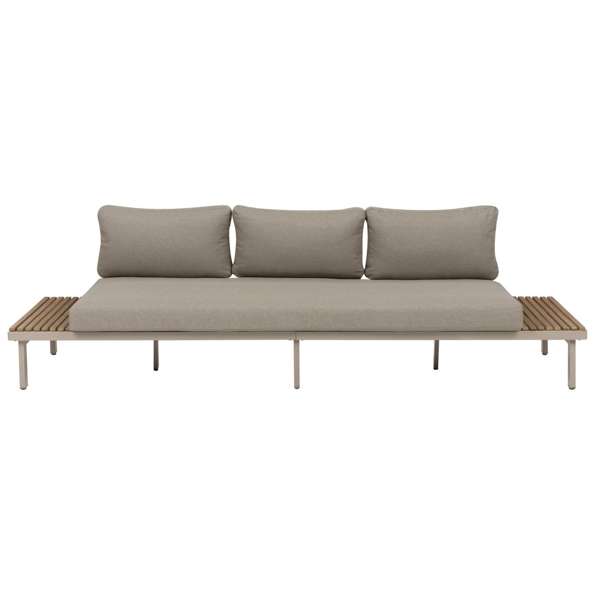 LOUNGE-SET mit Tisch 5-Sitzer Akazienholz Beige Fivizzano - Hellbraun/Beige, Holz - Beliani