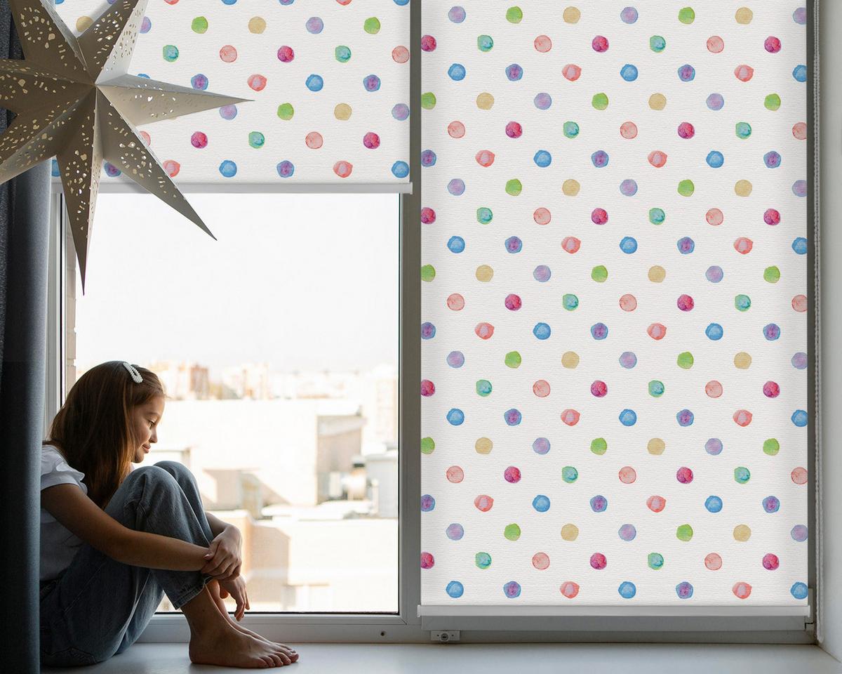 INNENROLLO - Fensterrollo - Rollo - 80x140 cm - Bunte Punkte - Blau, Kunststoff (80/140/0.5cm) - TULUP