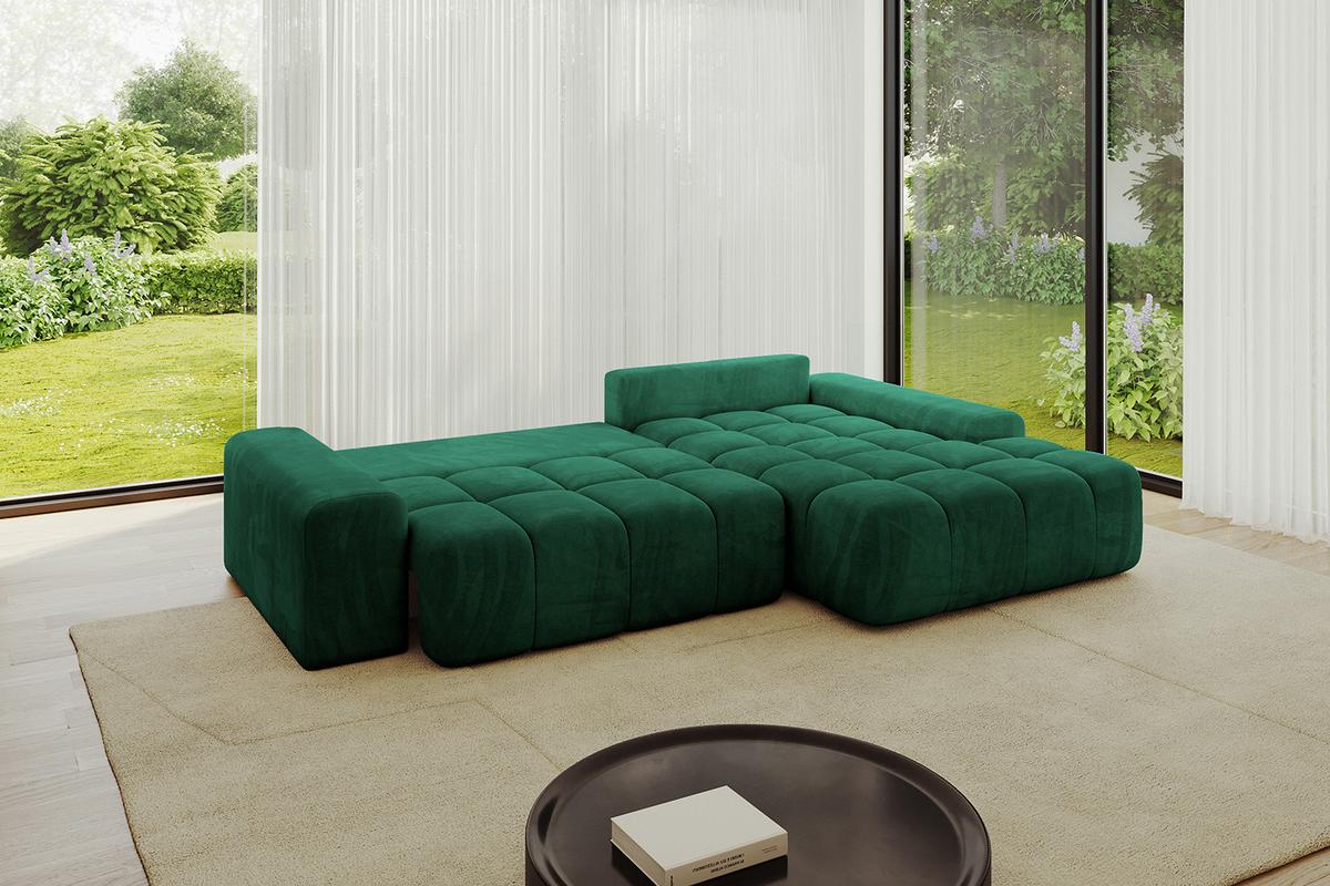 ECKSOFA Ottomane Rechts ENSI-L - 267x164x69 cm Dunkelgrün - Dunkelgrün, Holzwerkstoff/Kunststoff (164/267cm) - ALTDECOR