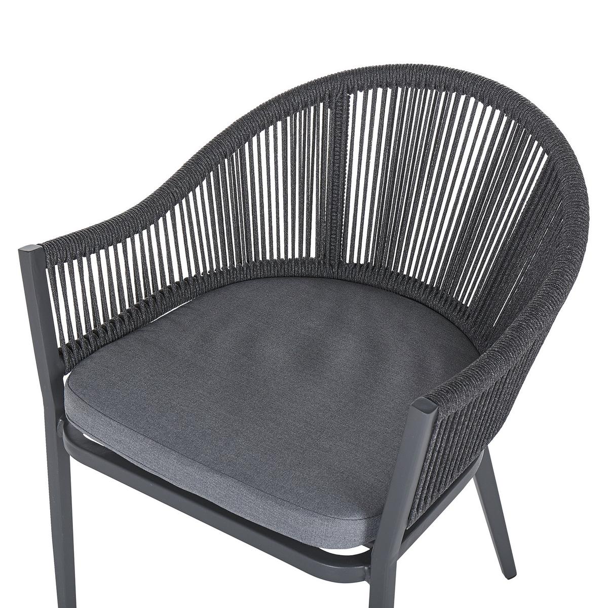 GARTENMÖBEL-SET 4-Sitzer Aluminium/Flechtseil grau Mileto - Grau, Metall - Beliani