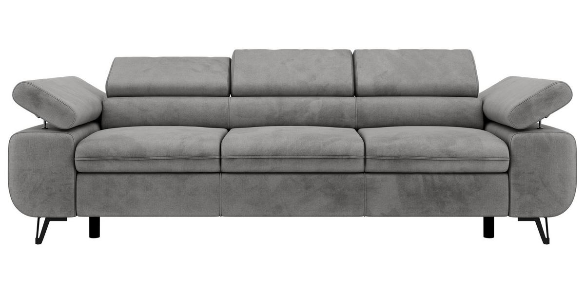 3-SITZER SOFA PETER - Hellgrau Velvet - Silberfarben/Hellgrau, Textil/Metall (262/76/99cm) - MKS