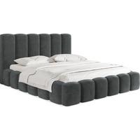 POLSTERBETT Serenity mit Bettkasten, Grau Samt 120x200 cm - Birkefarben/Schwarz, Holzwerkstoff/Kunststoff (120/200cm) - WFL GROUP