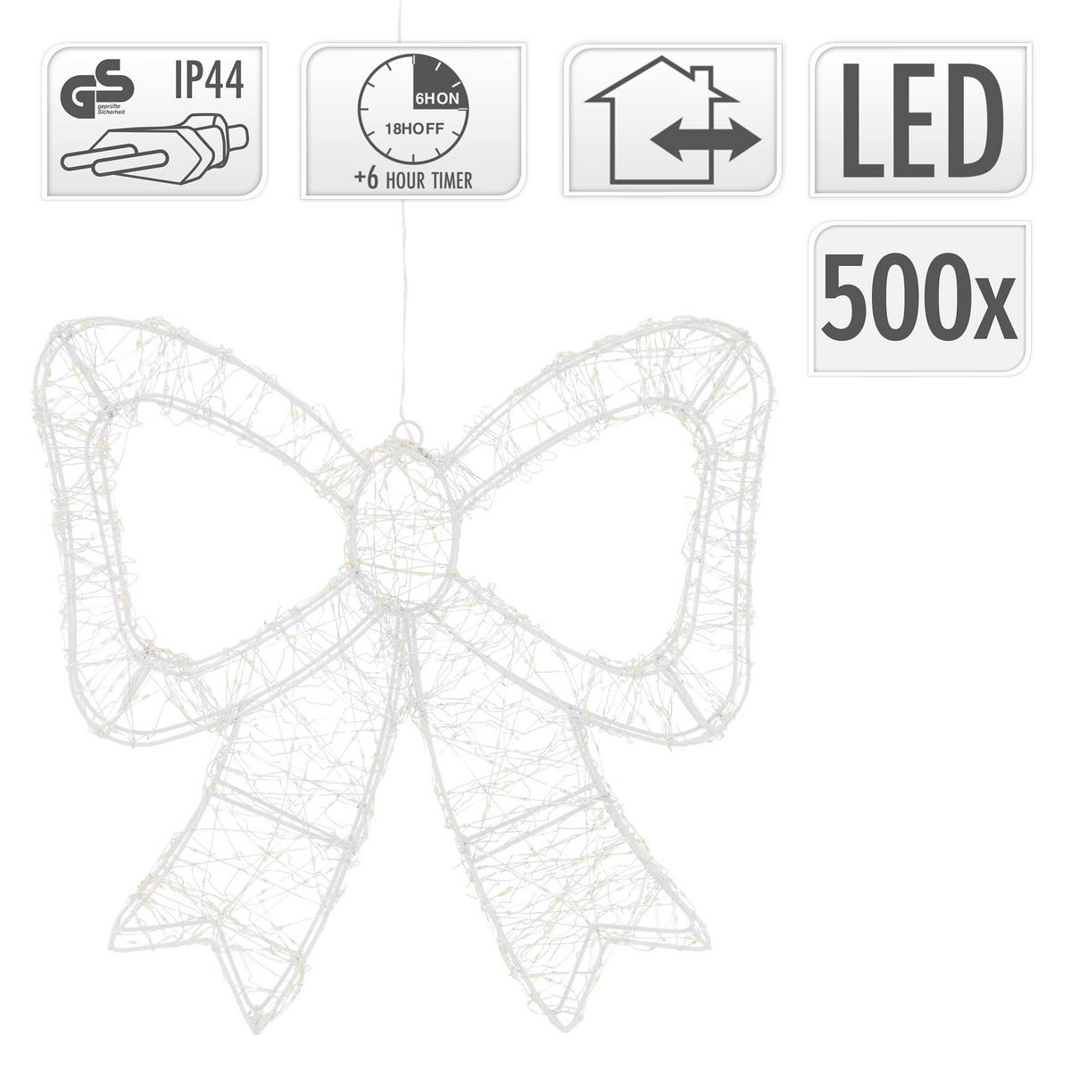 LED SCHLEIFE mit Timer 500 LED Warmweiß Weihnachtsdeko 33 cm Innen/Aussen - Weiß, Kunststoff (37/33/5cm) - ECD-Germany