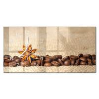 WANDUHR aus Glas 60x30 cm - Kaffeebohnen - Braun, Glas (60/30/0.4cm) - TULUP