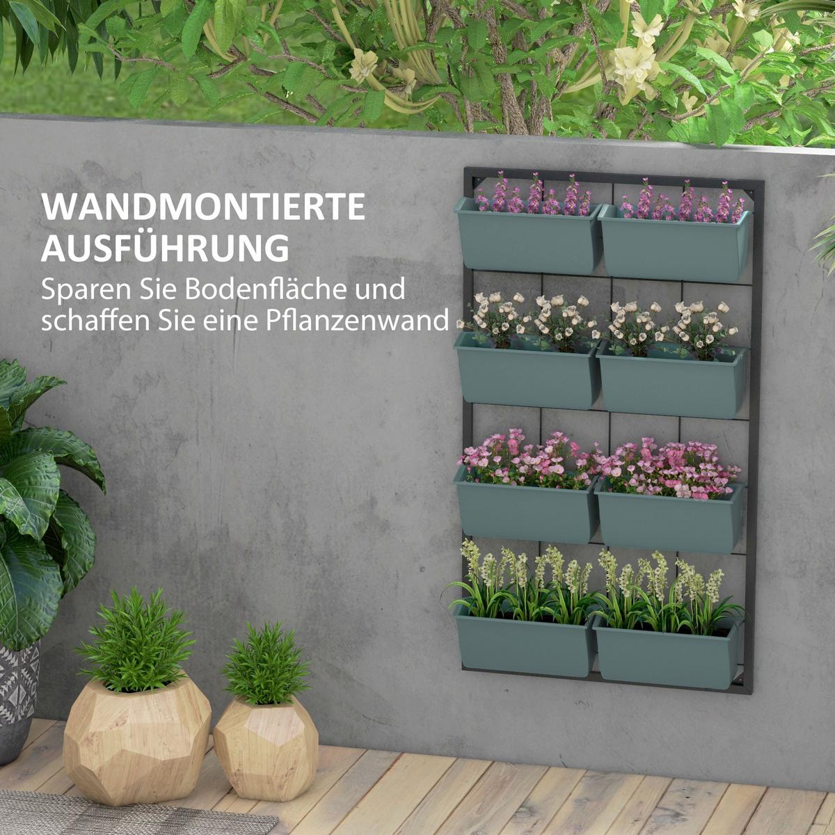 PFLANZENTREPPE, Blumenregal für Garten, Dunkelgrün, 52,5 x 14 x 90 cm - Schwarz, Metall (14/90/52.5cm) - Outsunny