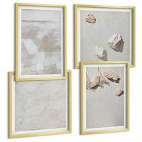 BILDER SET 4er Set - 50x50 cm & 40x60 cm Goldrahmen - Boho-Textur aus Sandsteinen - Goldfarben, Kunststoff (50/50cm) - TULUP