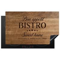 HERDABDECKPLATTE Zitat - Bistro - Guten Appetit - Süßes Zuhause - Holzmaserung Induktionsmatte 83x51 cm - Braun, Kunststoff (83/51.5/0.2cm) - MuchoWow