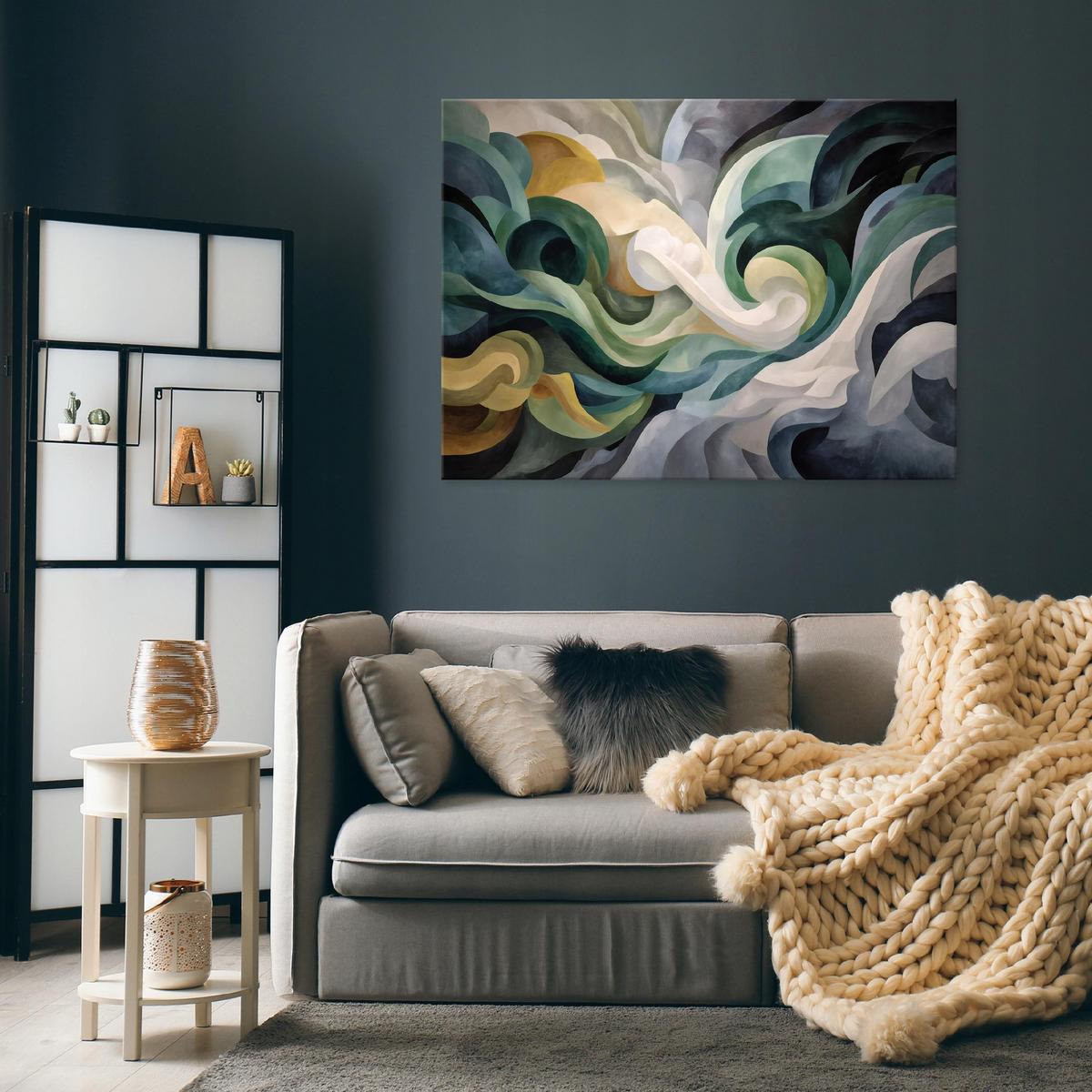 LEINWANDBILD Abstrakt Marmor Grün 100x70 cm - Multicolor, Holzwerkstoff (100/70cm) - Wallarena