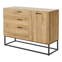 SIDEBOARD Lavangen - Eichefarben/Schwarz, Holzwerkstoff/Metall (100/75/35cm) - [en.casa]