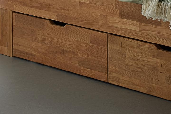 Bettschubkasten Echtholz Wildeiche teilmassiv 2er Set inkl. Hartbodenrollen