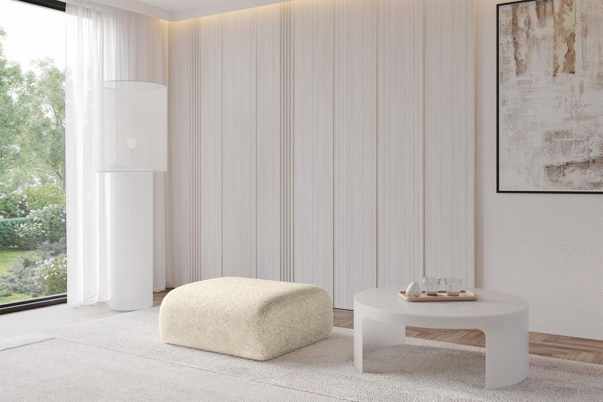 POUF MIRA-PUF 91x89x40 Creme cm Velours Modular Sitzhocker - Creme/Schwarz, Holzwerkstoff/Kunststoff (91/40/89cm) - ALTDECOR