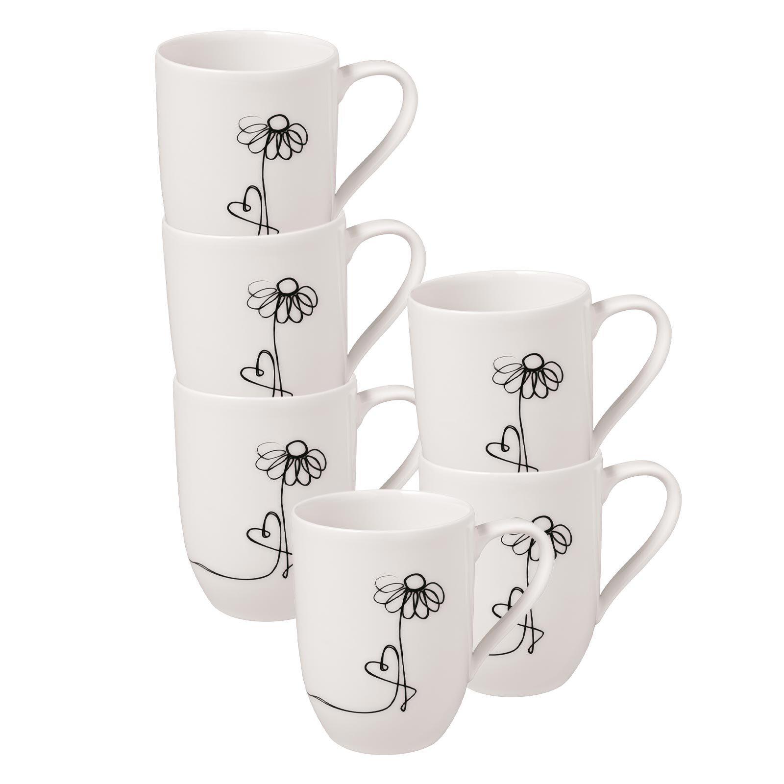 STATEMENT LINES BECHER 'FAMILY' Statement Lines Becher weiß 290 ml 6er Set - Weiß, Keramik (0.29L) - Villeroy & Boch