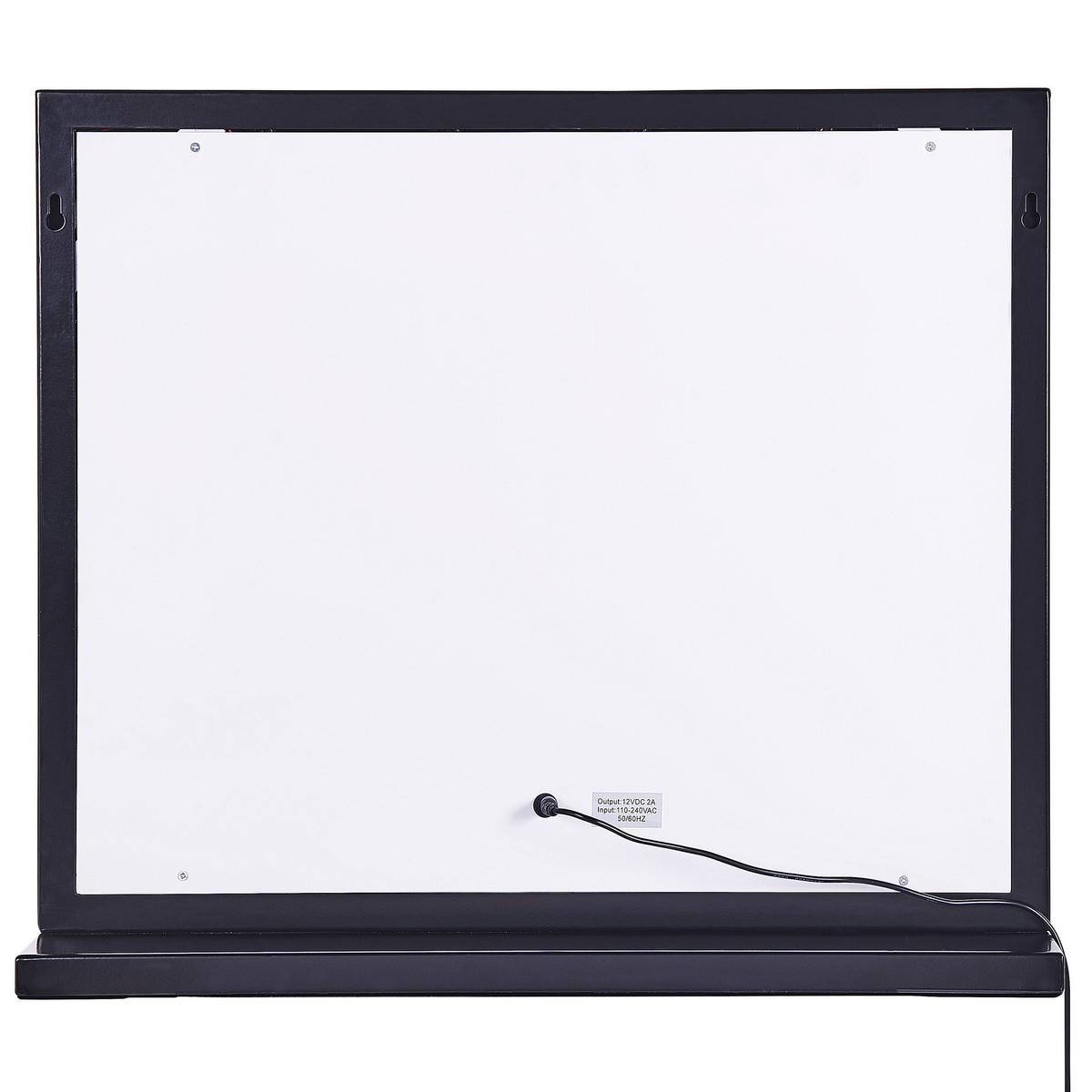 BADSPIEGEL mit LED-Beleuchtung schwarz rechteckig 50/60 cm Beauvoir - Schwarz, Metall (60/50/2cm) - Beliani