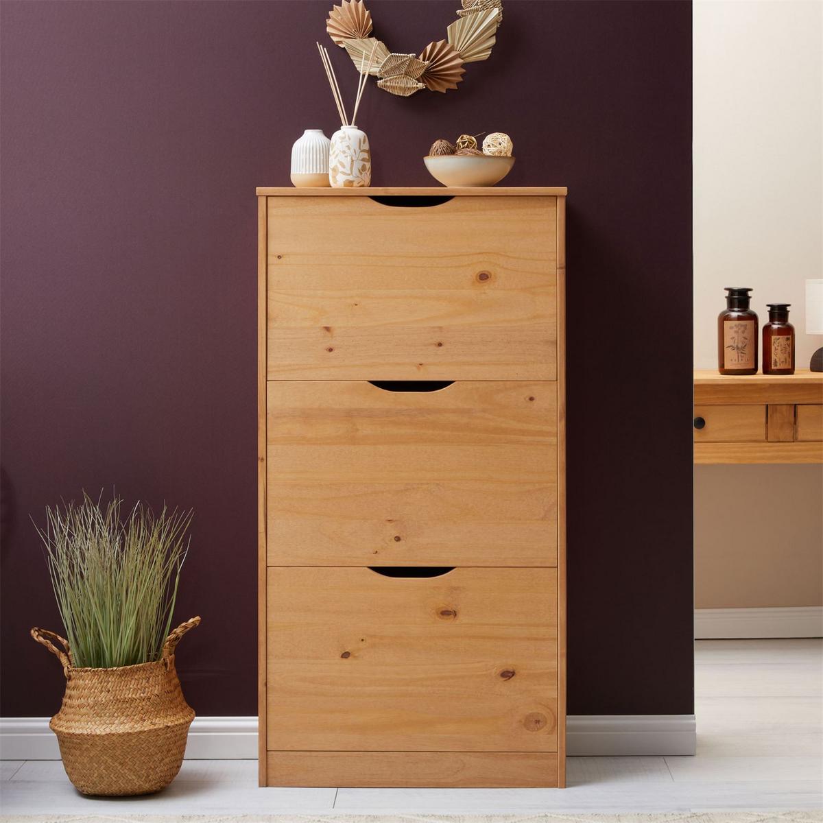 SCHUHSCHRANK BASIL braun - Braun, Holz (59/116/25cm) - IDIMEX