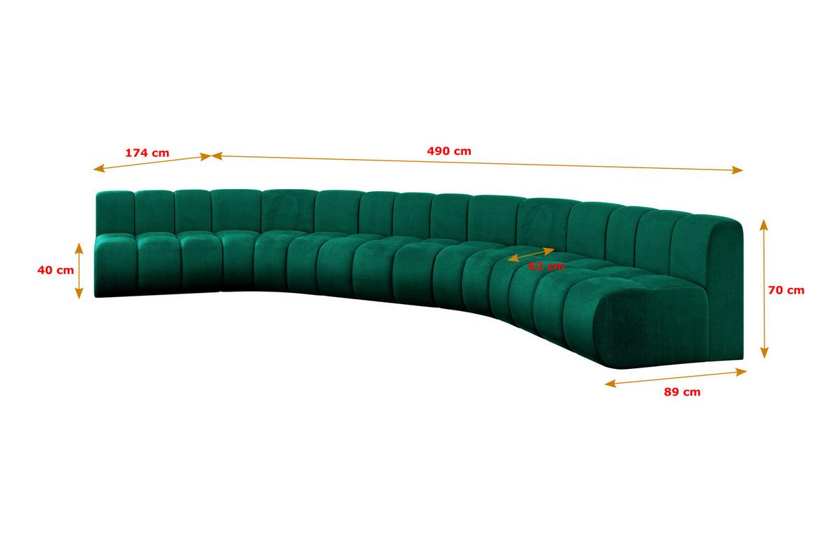 WOHNLANDSCHAFT modulares Sofa Montra-U1 - 490x174x70 cm Grün - Dunkelgrün, Holzwerkstoff/Textil (490/70/174cm) - ALTDECOR