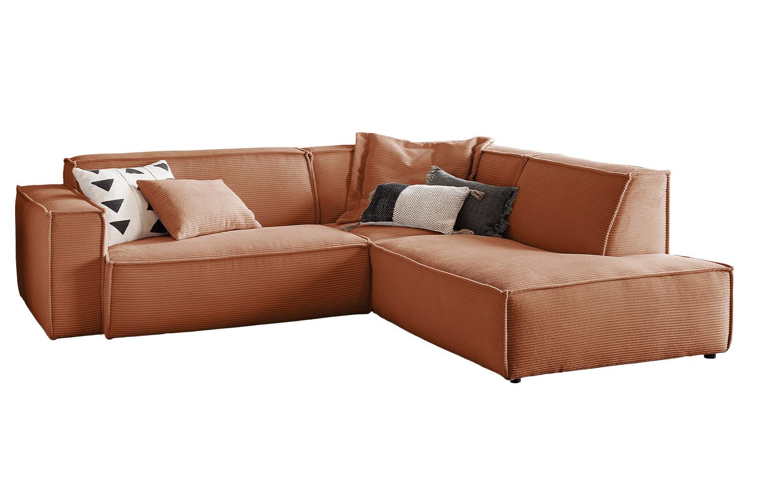 ECKSOFA SAMU Braun Cord - Schwarz/Braun, Textil (254/224cm) - KAWOLA