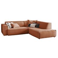 ECKSOFA SAMU Braun Cord - Schwarz/Braun, Textil (254/224cm) - KAWOLA
