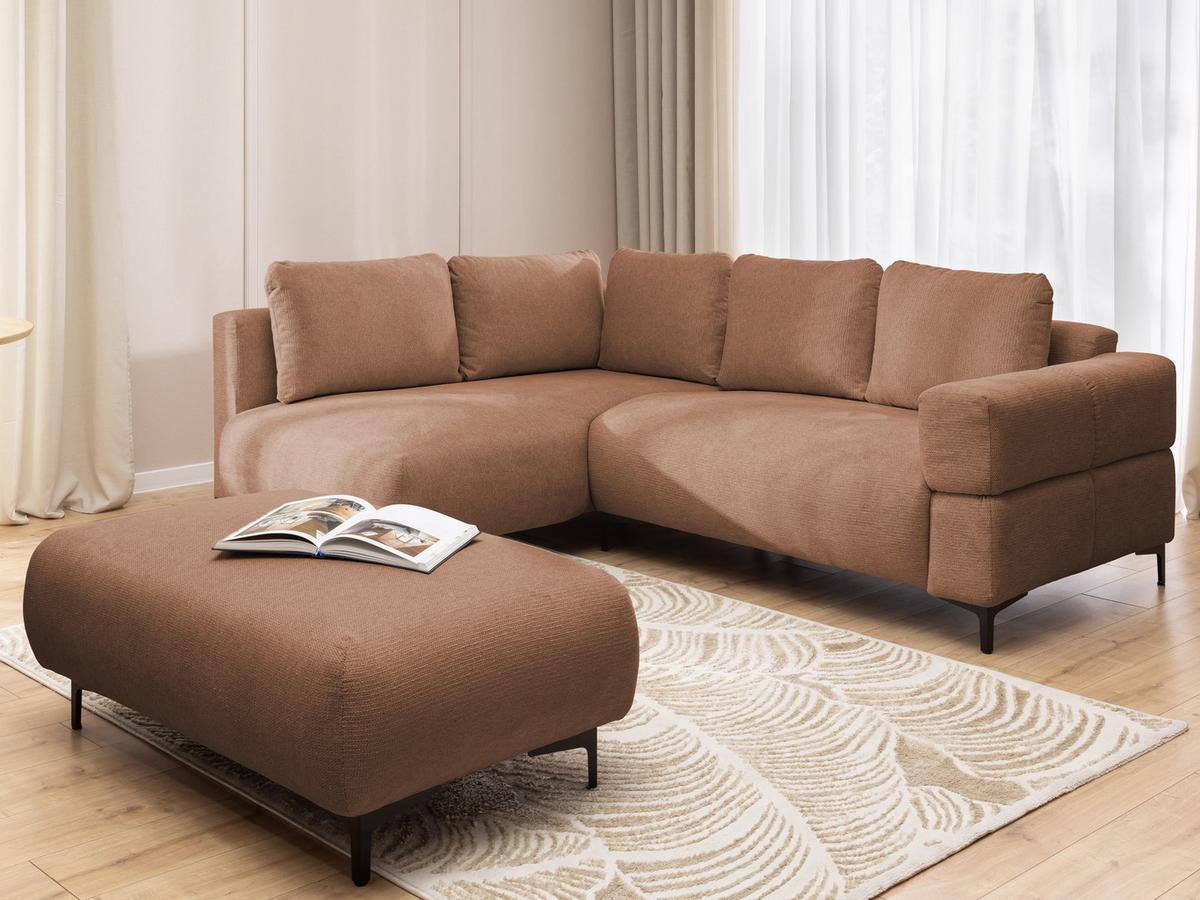 POLSTERHOCKER Cardea in Bubble-Optik aus weichem Terrakotta Strukturstoff mit hohem Sitzkomfort - Terracotta/Schwarz, Holz/Textil (110/46/65cm) - S-Style Möbel