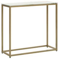 KONSOLENTISCH Marmor Optik weiß/gold Delano - Goldfarben/Weiß, Glas (30/80/76cm) - Beliani
