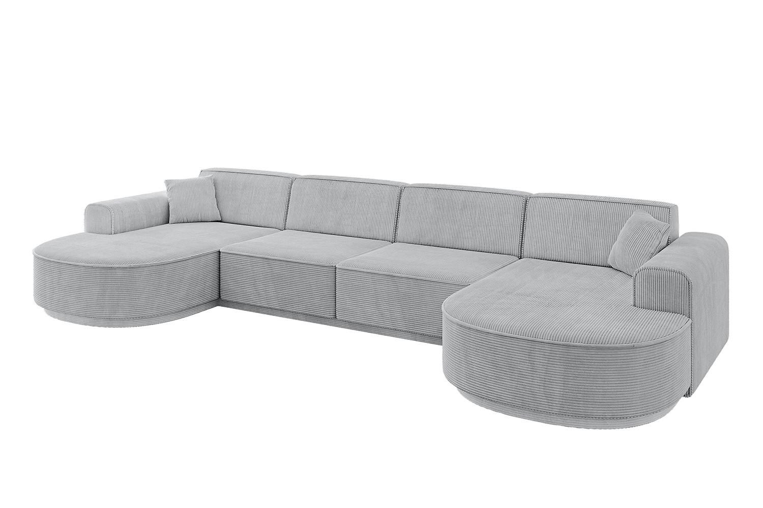 WOHNLANDSCHAFT MARI-U2-v3 - 388x171x83 cm Grau Cord - Schwarz/Grau, Holzwerkstoff/Kunststoff (388/83/171cm) - ALTDECOR