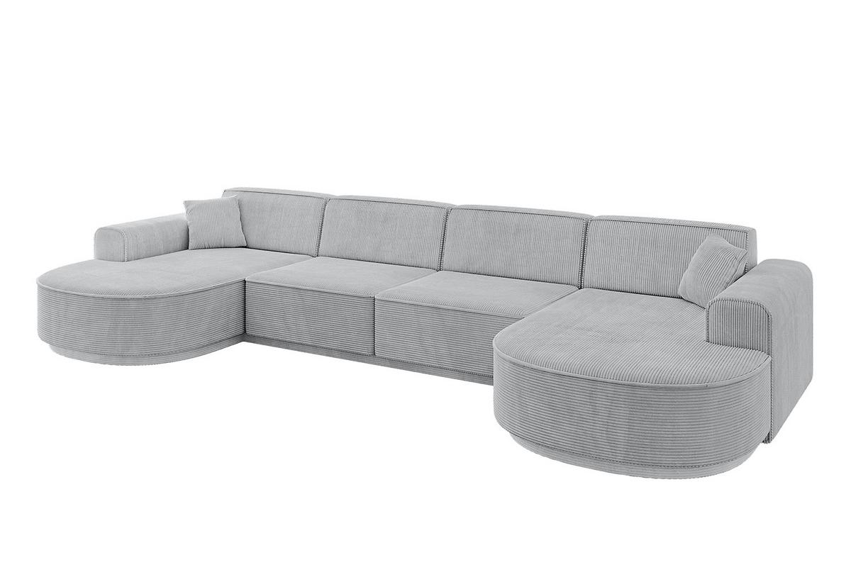 WOHNLANDSCHAFT MARI-U2 - 388x171x79 cm Grau Cord - Schwarz/Grau, Holzwerkstoff/Kunststoff (388/79/171cm) - ALTDECOR