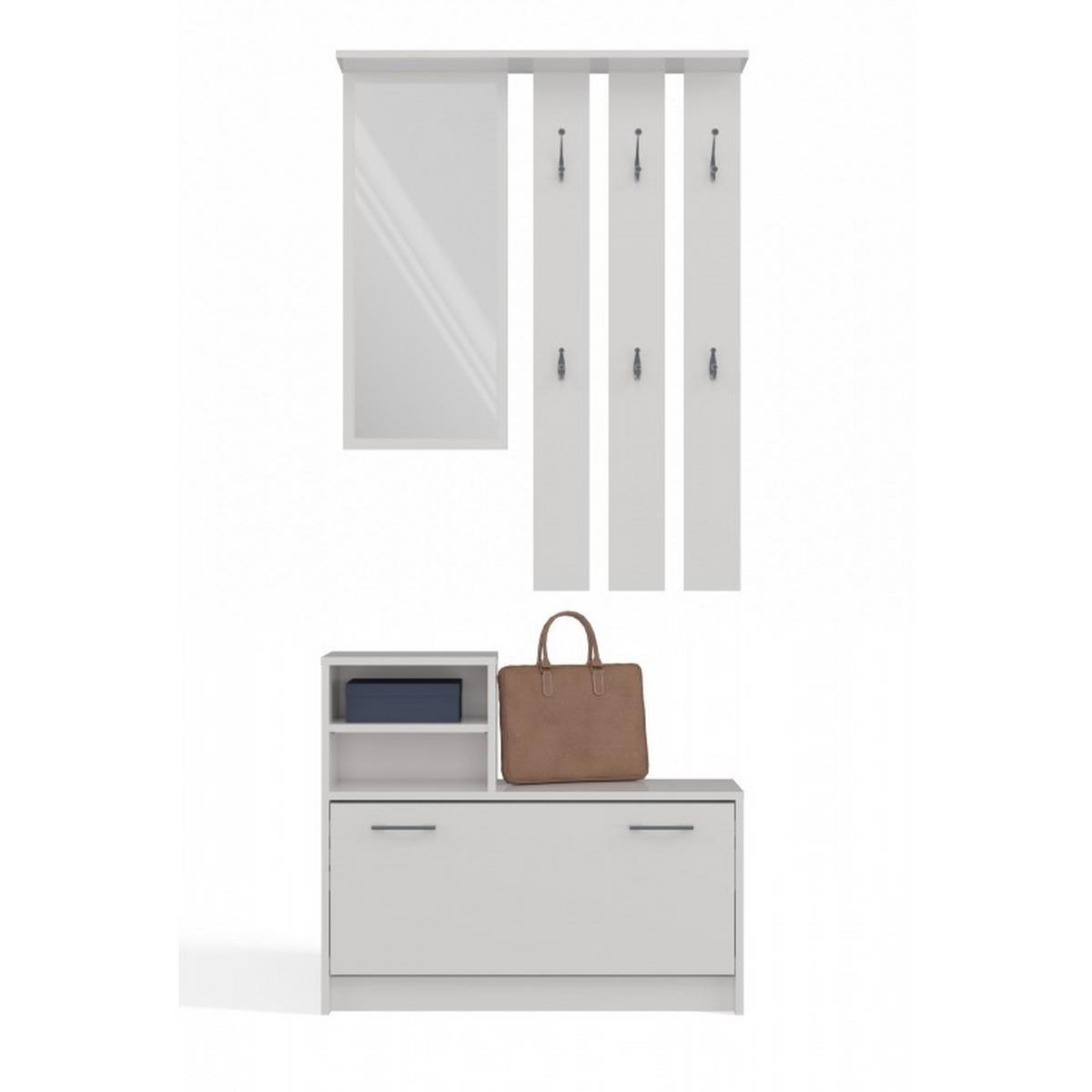 GARDEROBE praktisch Garderoben-Set mit Spiegel Weiß 85/180/24 - Weiß, Holzwerkstoff (85/180/24cm) - RAUMHIRSCH FURNITURE