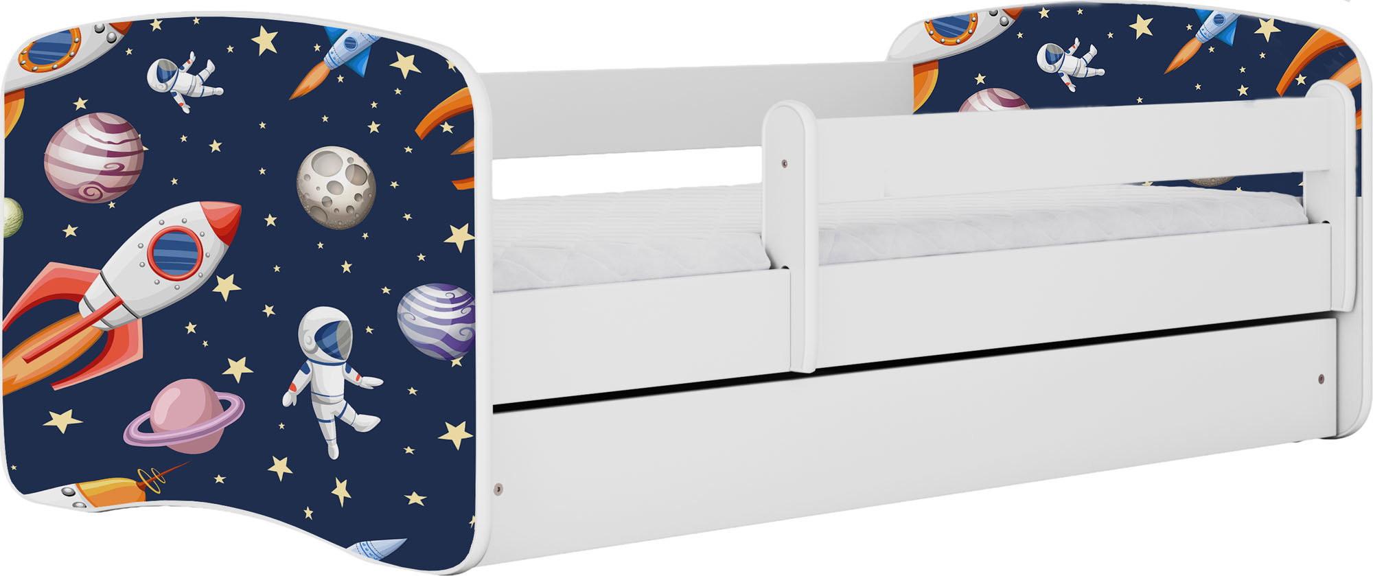 KINDERBETT Emily mit Schublade und Matratze, Weiß 80x160 cm - Dunkelblau, Holzwerkstoff (160/80cm) - WFL GROUP