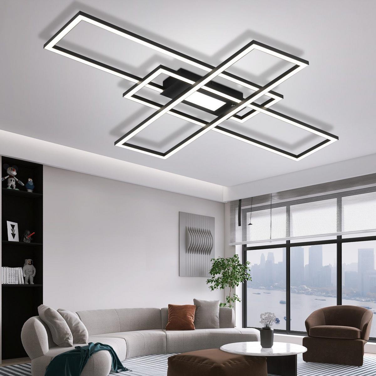 LED-DECKENLEUCHTE Lund 70/99/7cm - Schwarz, Metall (99/70/7cm) - Nettlife