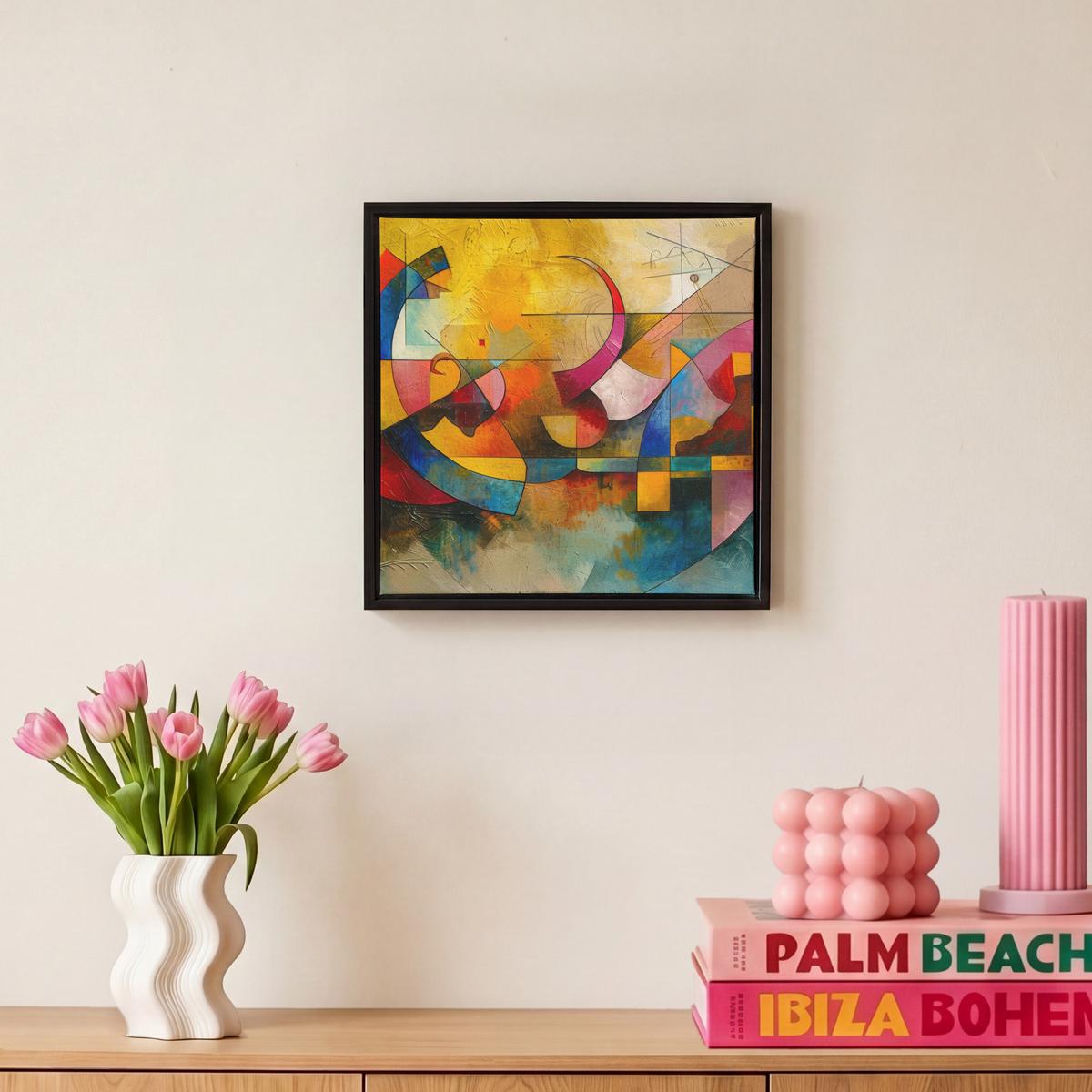 LEINWAND Bilder mit Rahmen - Kunst - Abstrakt - Modern - 20x20 - Gelb, Textil (20/20cm) - MuchoWow