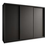 SCHWEBETÜRENSCHRANK NISSE 250/205/60 cm 3-türig mit Schubladen Schwarz - Schwarz, Holzwerkstoff (250/205/60cm) - MASSENO
