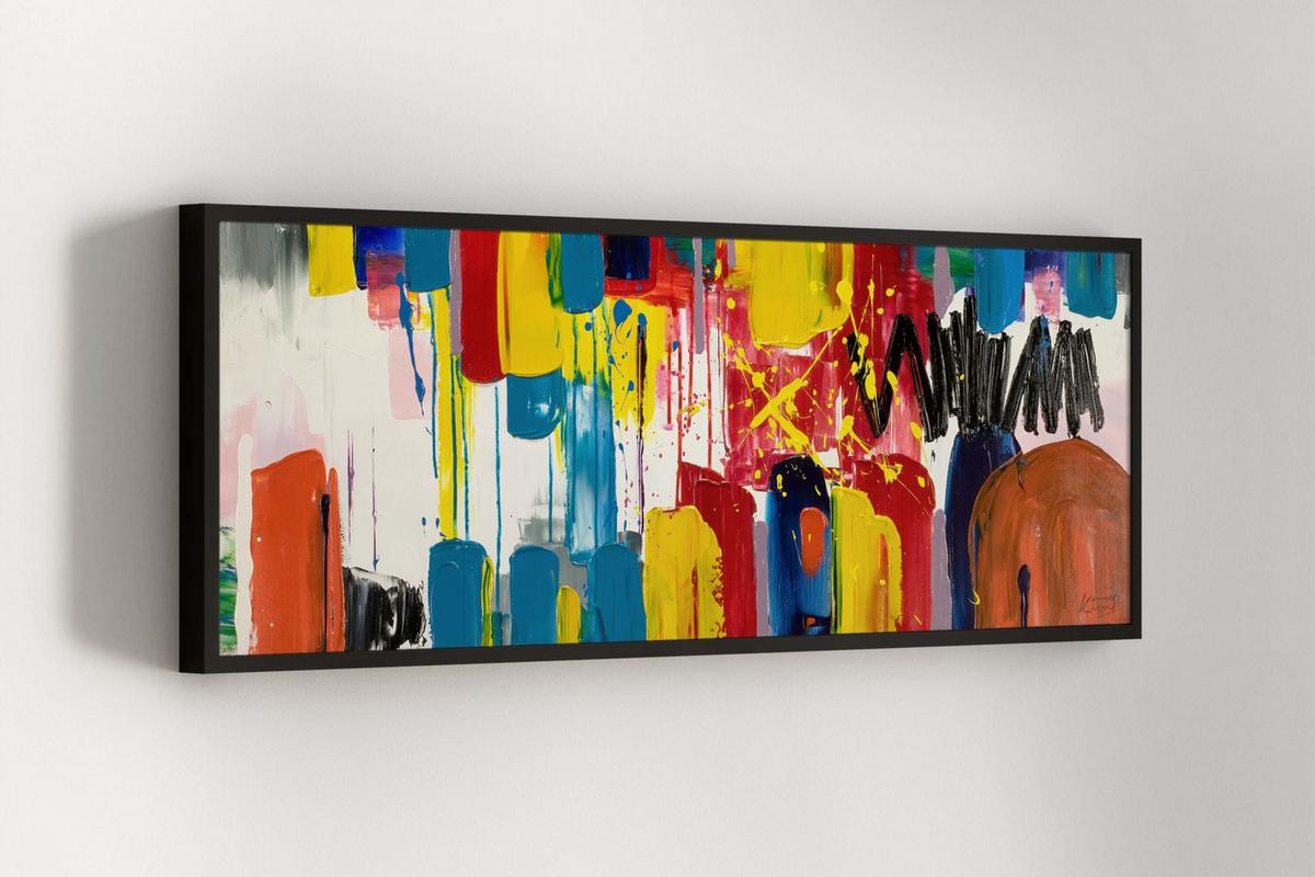 ACRYLBILD HANDGEMALT 150/50 cm - Multicolor/Weiß, Holz/Textil (150/50cm) - KUNSTLOFT