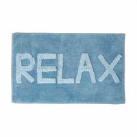 BADEMATTE Relax blau 50/80 cm, 100% Baumwolle - Blau, Textil (50/80cm) - Homescapes