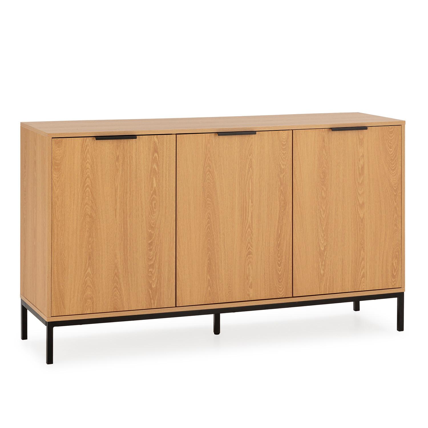 SIDEBOARD Auri 3 türen Eichenfarbe - Honigeiche, Holzwerkstoff (140/80/40cm)