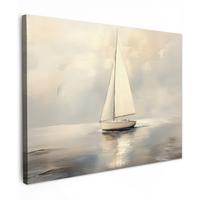 LEINWANDBILD Segelschiff - Meer - Bewölkt Wandbild 40x30 cm - Creme, Textil (40/30cm) - MuchoWow