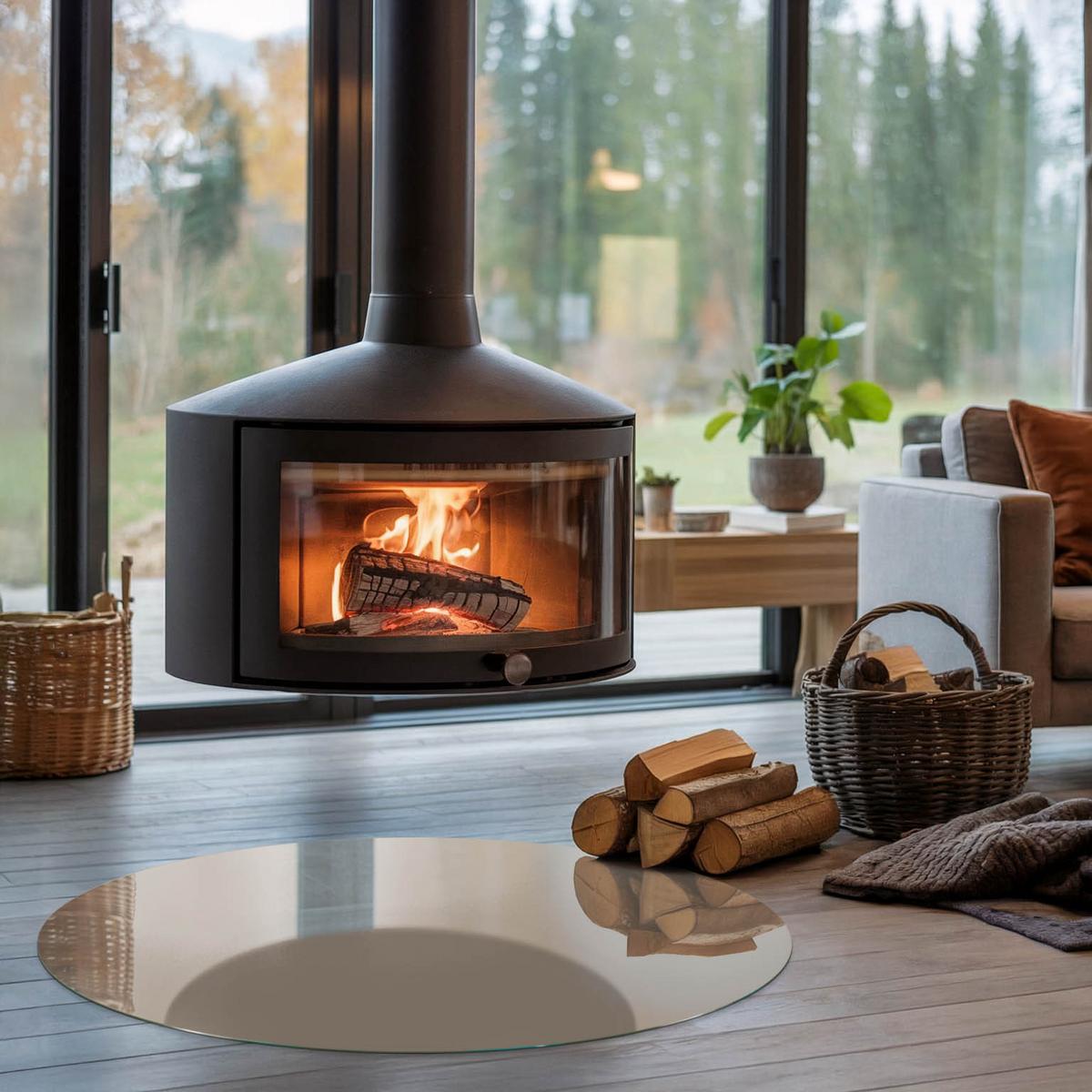 GLASPLATTE für Kamin Ø 100 cm - Braun, Glas (100/100/0.4cm) - TULUP