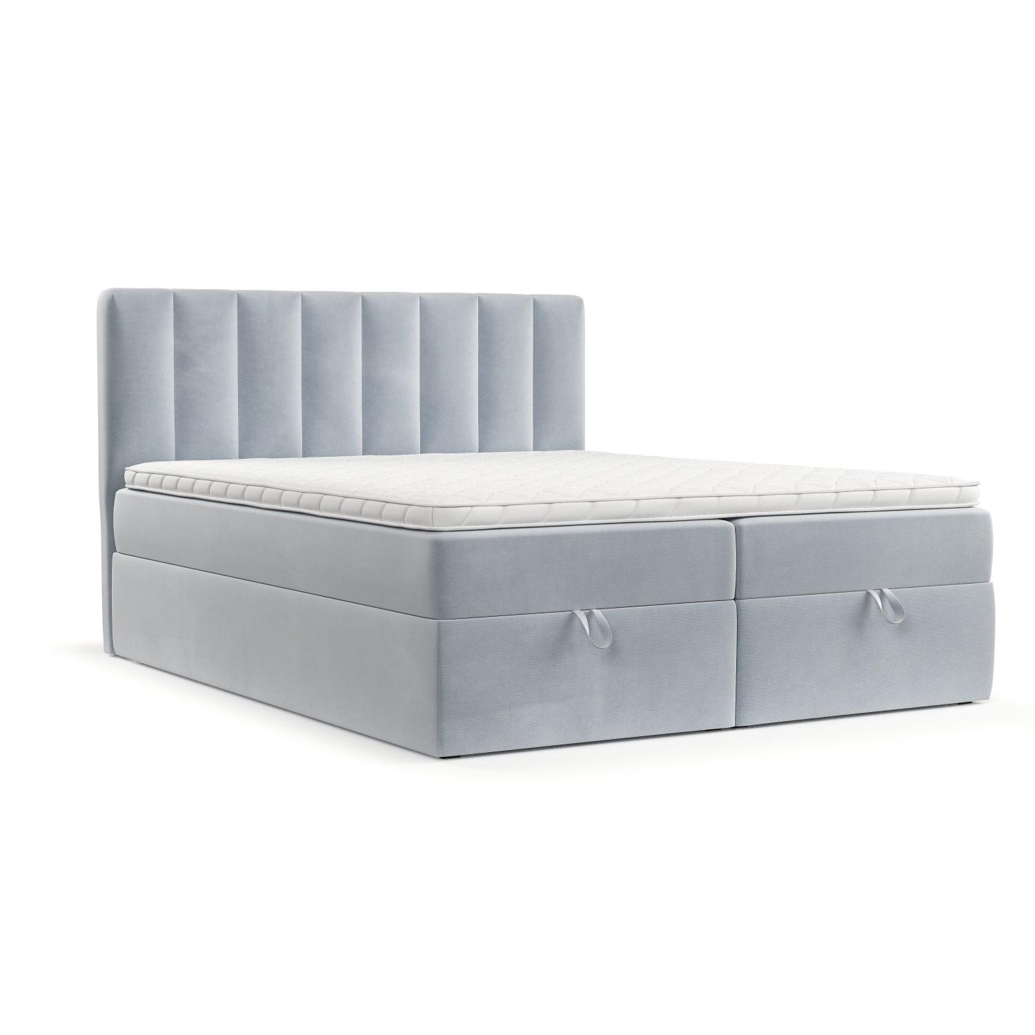 BOXBETT Lusso 180/200 cm Hellgrau im Paros Stoff - Hellgrau/Schwarz, Holz/Holzwerkstoff (180/200cm) - AltaBeds