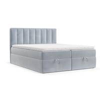 BOXBETT Lusso 180/200 cm Hellgrau im Paros Stoff - Hellgrau/Schwarz, Holz/Holzwerkstoff (180/200cm) - AltaBeds