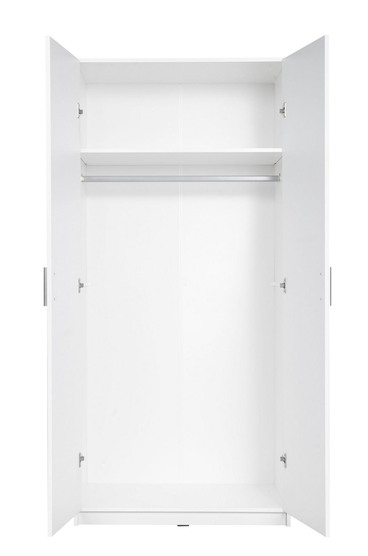 DREHTÜRENSCHRANK RYGEN 90,9/197,5/53,3cm 2-türig Weiß - Weiß, Holzwerkstoff (90.9/197.5/53.3cm) - MASSENO