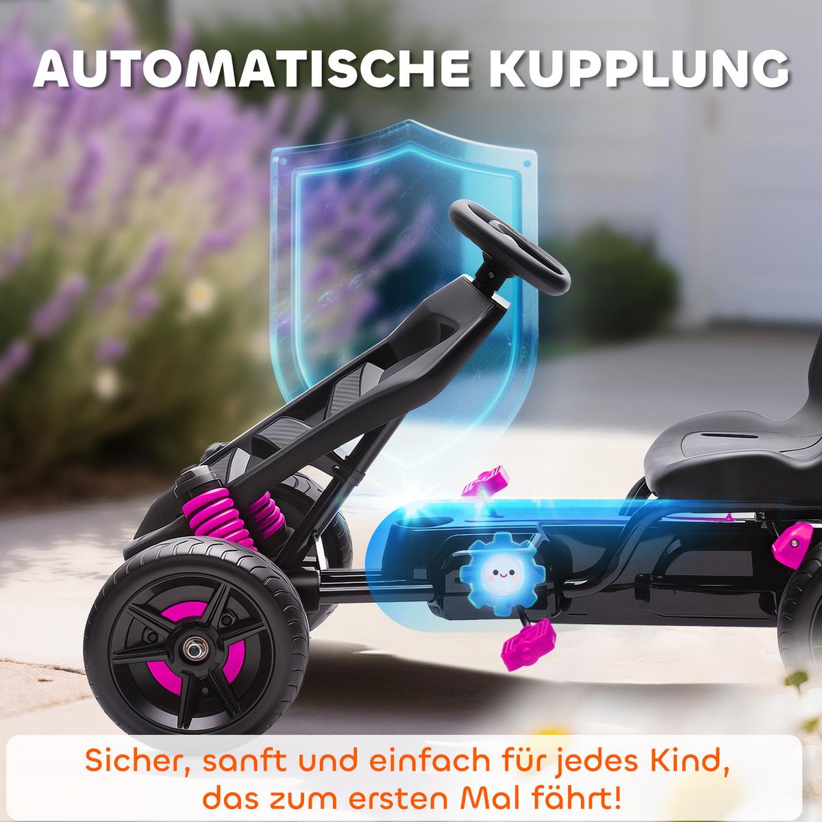 KINDER-GOKART Kunststoff Metall Rosa - Rosa, Kunststoff (100/59/60.5cm) - AIYAPLAY
