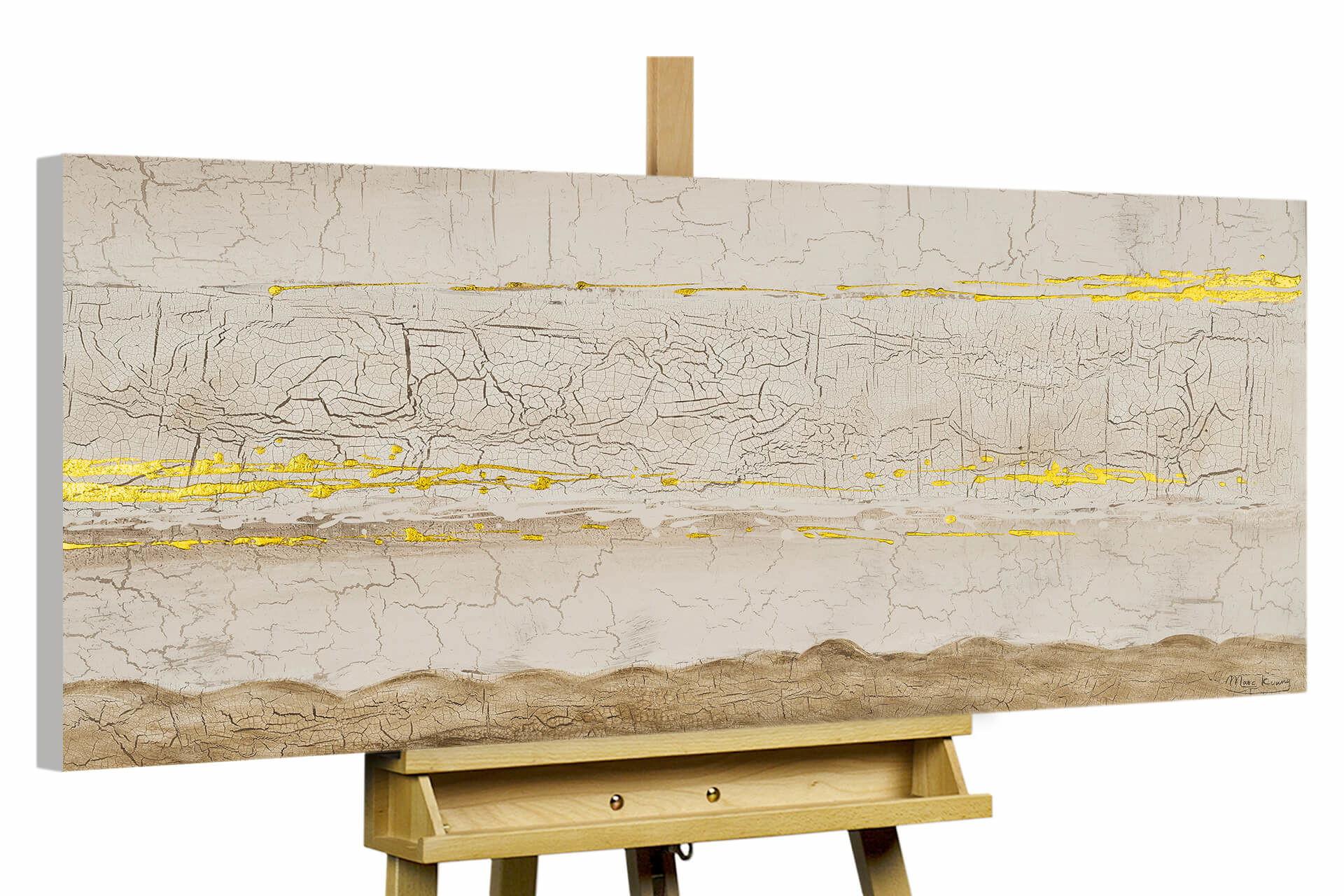 ÖLGEMÄLDE 120/60 cm - Goldfarben/Weiß, Holz/Textil (120/60cm) - KUNSTLOFT